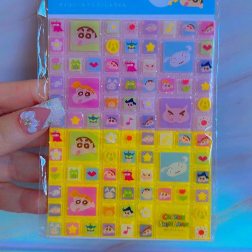 Crayon Shin-chan Amifa Glitter Tile Sticker Sheet Brand New